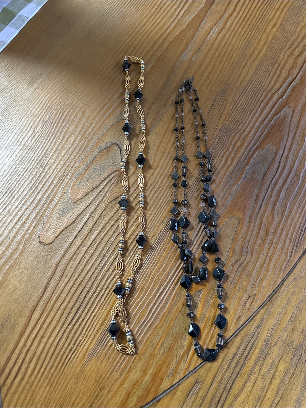 Gold and Black Beaded Women's Necklace - Elegant Layered Design